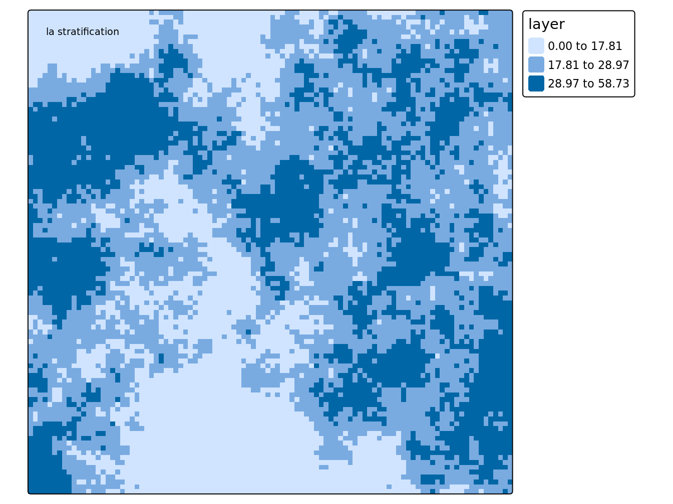 Carte des strates définies sur une variable quantitative